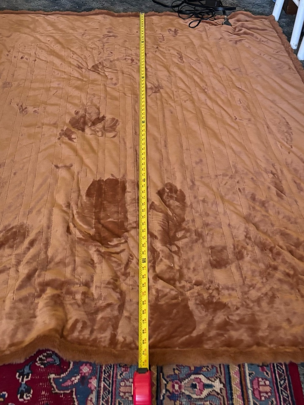Plush Velvet Quilted electric Throw Blanket in Rust